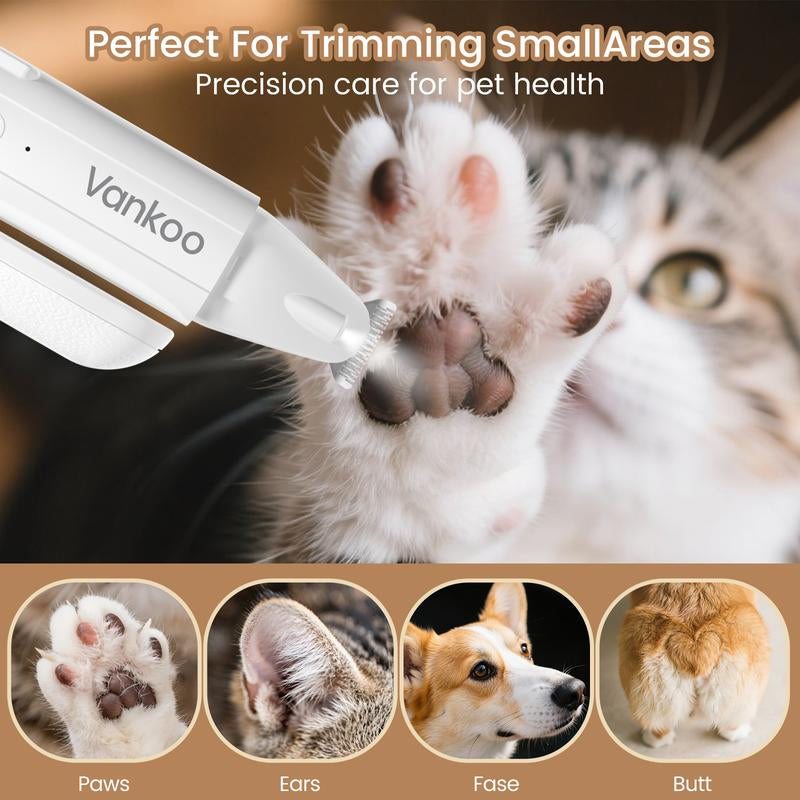Vankoo 2-In-1 Pet Grooming Tool – LED Dog Nail Clipper & Paw Hair Trimmer, Rechargeable & Waterproof, Safe for Dogs & Cats