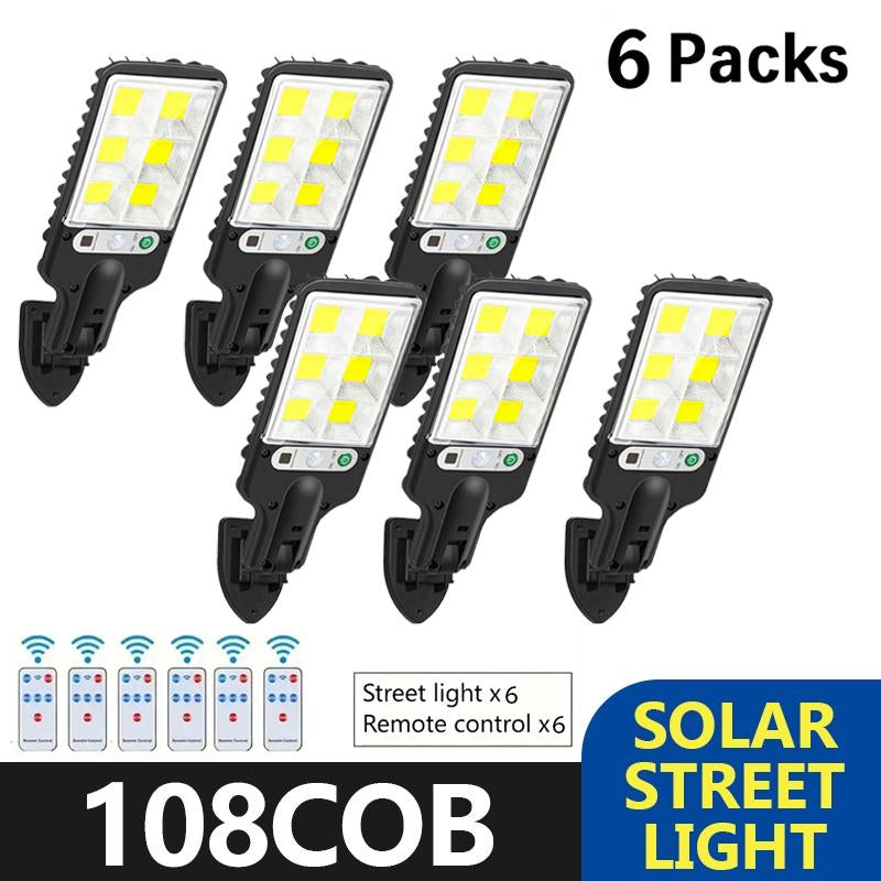 4 Pack 3 Modes Solar Flood Light Outdoor, Super Bright Dusk-To-Dawn LED Security Lamp with Motion Sensor & Remote, IP65 Waterproof for Outdoor Garden,Street ,Yard,Fall Porch Decor Street Lamp