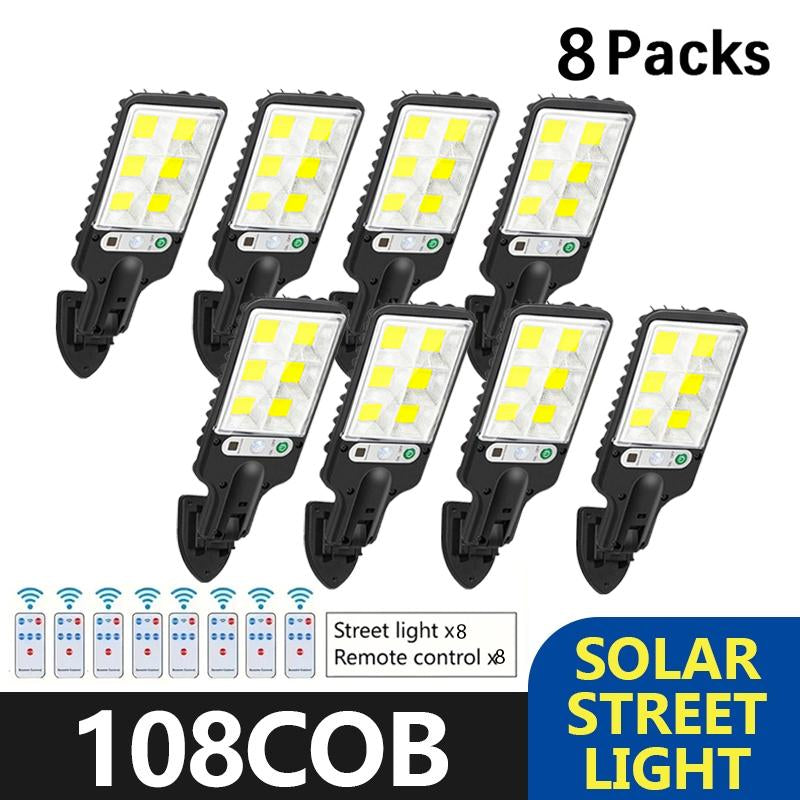 4 Pack 3 Modes Solar Flood Light Outdoor, Super Bright Dusk-To-Dawn LED Security Lamp with Motion Sensor & Remote, IP65 Waterproof for Outdoor Garden,Street ,Yard,Fall Porch Decor Street Lamp