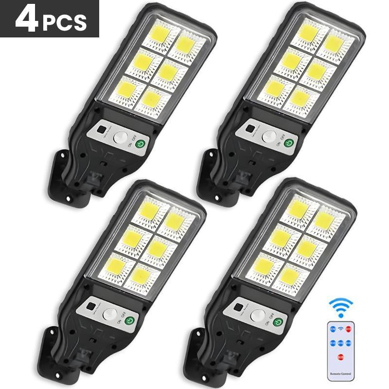 4 Pack 3 Modes Solar Flood Light Outdoor, Super Bright Dusk-To-Dawn LED Security Lamp with Motion Sensor & Remote, IP65 Waterproof for Outdoor Garden,Street ,Yard,Fall Porch Decor Street Lamp