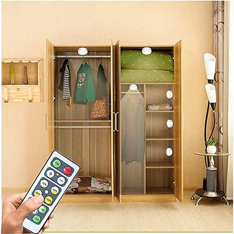 Battery Operated Puck Lights with Remote, Wireless Led under Cupboard Light with Remote Control, under Cabinet Lighting, Stair Closet Lights (Natural White/White)