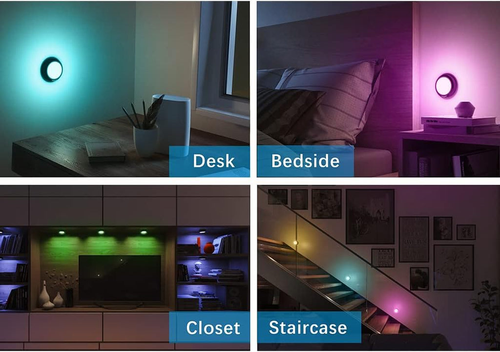 Puck Lights with Remote, 2024 Latest Color Changing LED Puck Lights, Battery Operated Dimmable under Cabinet Lights, under Counter Lights with Timer (4 Pack)